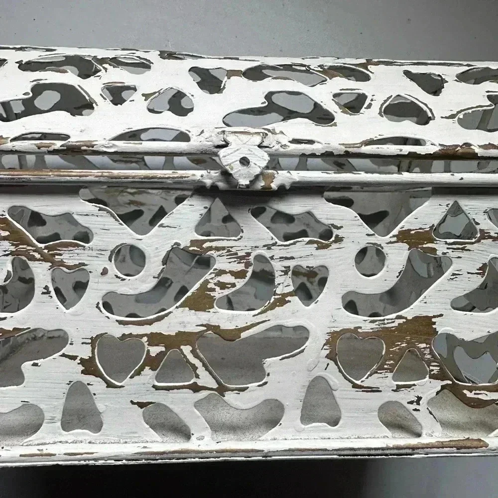 Metal Decorative Chipped Paint Design Chest Container